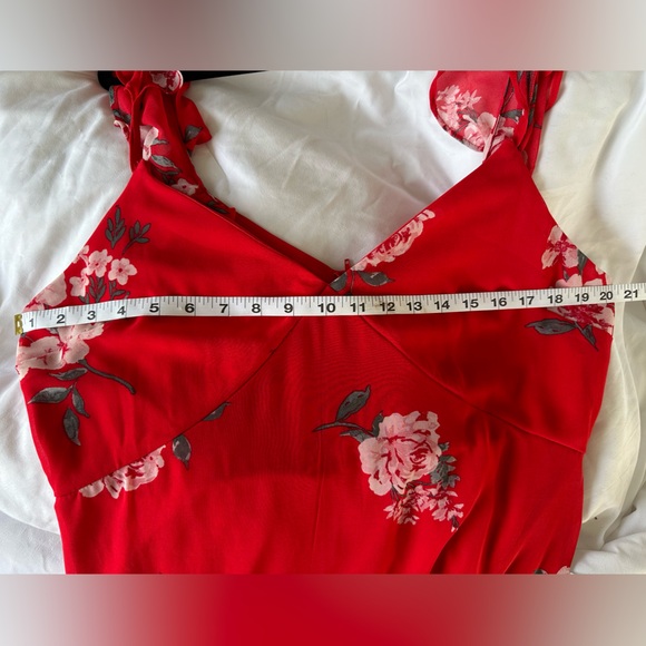 🌺 Gorgeous flowy red floral ruffle strap maxi dress! Juniors XXL - Picture 5 of 9